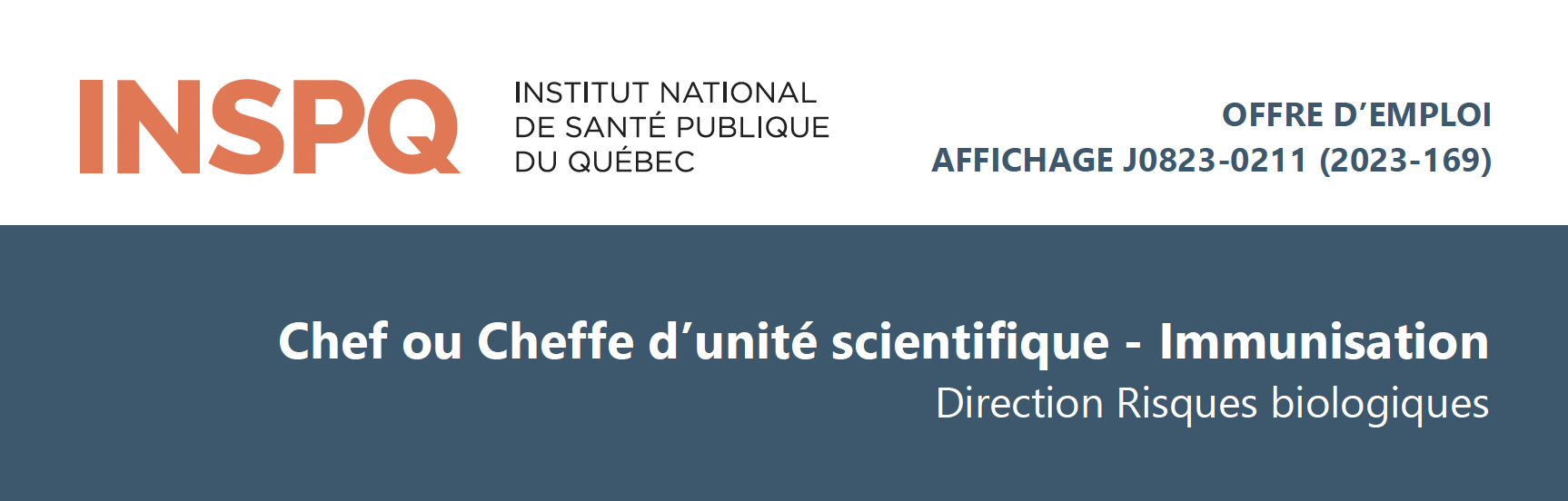 Chef ou Cheffe d’unité scientifique - Immunisation - INSPQ